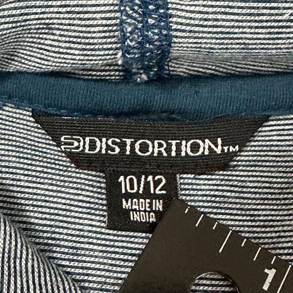 Distortion Hoodie Shirt Boys Sz 10/12 Striped Colorblock Chest Pocket - Picture 11 of 14